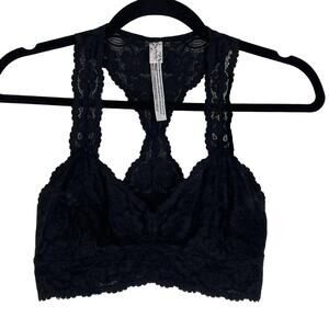 Free People Intimately Stunning Floral Black Lace Bra M